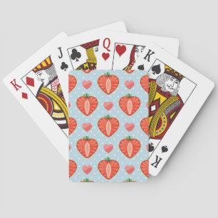 Hjärtajordgubbar med polka dots och hjärtor casinokort