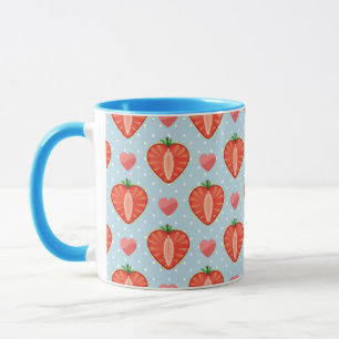 Hjärtajordgubbar med polka dots och hjärtor mugg