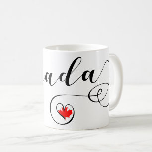 HjärtaKanada mugg, kanadensisk flagga Kaffemugg