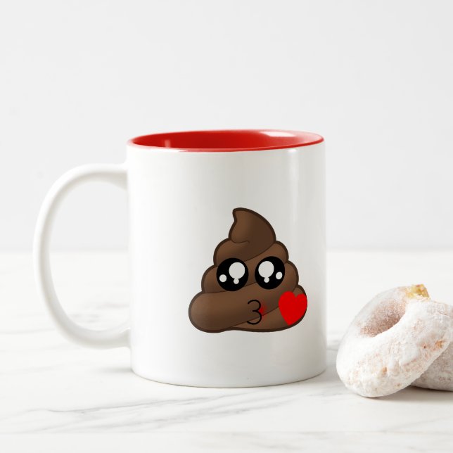 HjärtakärlekPoop Emoji Två-Tonad Mugg (Med munk)