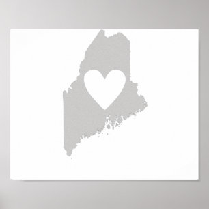 HjärtaMaine statlig silhouette Poster