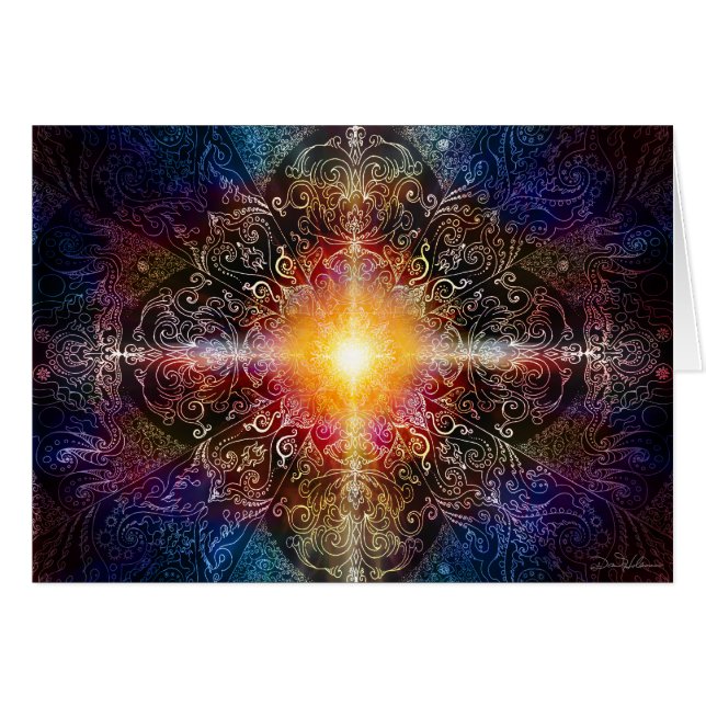 Hjärtamandalaen färgar 1 hälsningskort (Framsidan Horizontal)