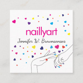 Hjärtan Akryllikatspruta Nagel Spa Stylist Rosa Bl Fyrkantigt Visitkort