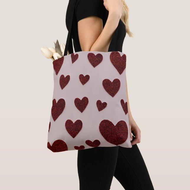 Hjärtan All-Over-Print Totebag Tygkasse (Närbild)