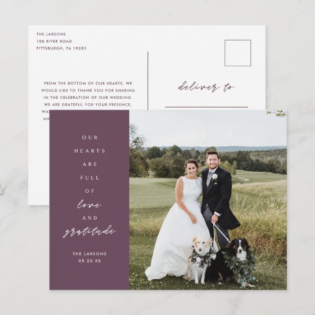 Hjärtan är Fulla Foto Bröllop Tacksamhet Postkort Vykort (Fram/baksida)