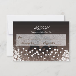 Hjärtan Blommar Silhuett - RSVP-kort OSA Kort