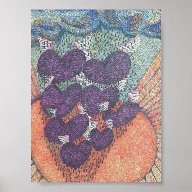 hjärtan flyger bort mycket unik konst poster (Framsidan)