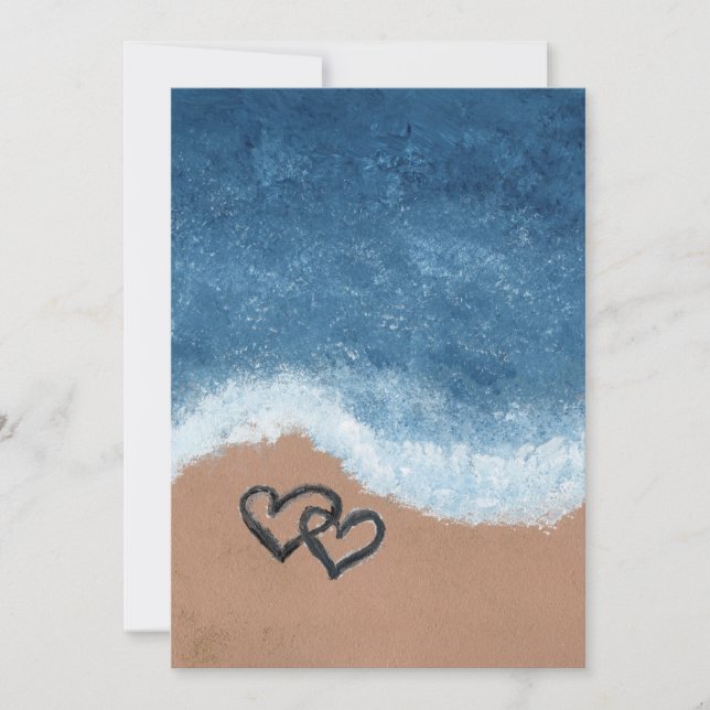 Hjärtan i sanden inbjudningar (Framsida)