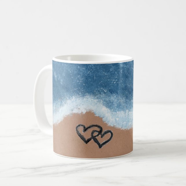 Hjärtan i sanden kaffemugg (Framsida vänster)