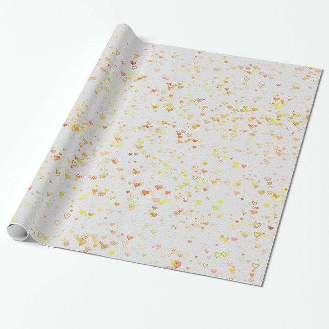 Hjärtan inslagspapper presentpapper (Utrullad)