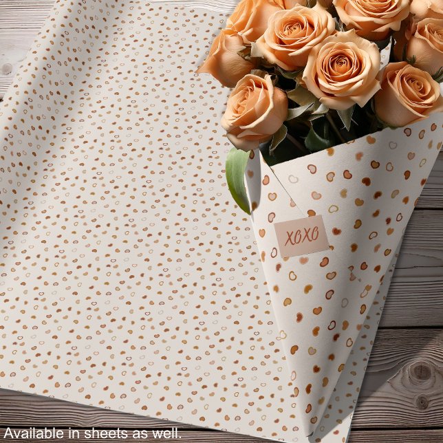 Hjärtan - jordnära nyans på vitt cement presentpapper (Hearts - Earthtone rustic on white cement Wrapping Paper-roses-by Leapfroglisics Shop)