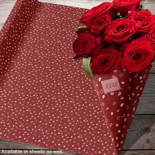 Hjärtan - Ljusrosa på röd ombré Presentpapper