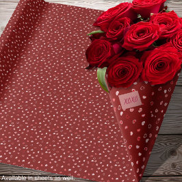 Hjärtan - Ljust rosa på röd ombre Presentpapper