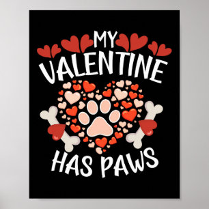 Hjärtan Min Valentine Har Tass Valentinsdag Hund P Poster
