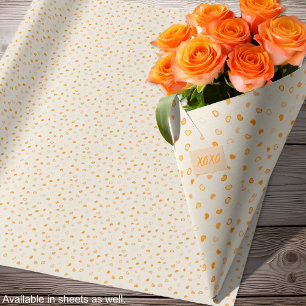 Hjärtan - Mörkorange på ljust orange - rullar Presentpapper
