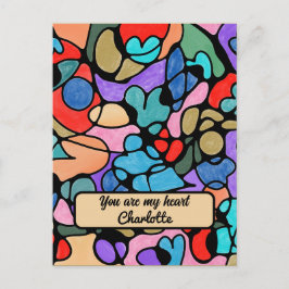 HJÄRTAN NEUROGRAFISKA DIGITALA AKVARELLER VYKORT