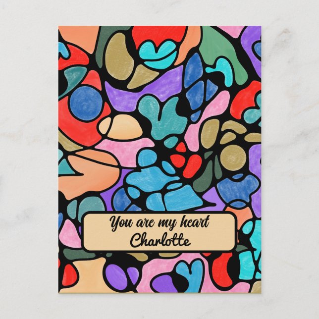 HJÄRTAN NEUROGRAFISKA DIGITALA AKVARELLER VYKORT (Framsida)