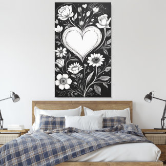 Hjärtan och blommor canvastryck