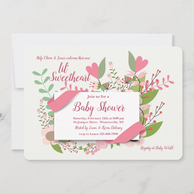 Hjärtan och blommor inbjudan (Framsida)