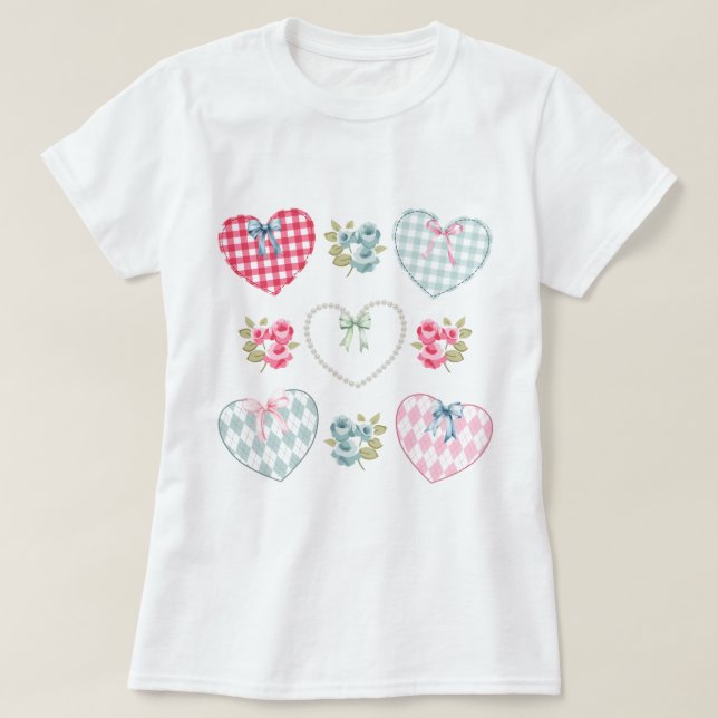 Hjärtan och blommor t shirt (Design framsida)