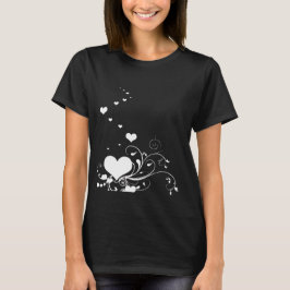 Hjärtan Och Eleganta Lockiga Slingor Minimal T Shirt