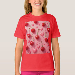 Hjärtan och körsbär valentiner t shirt