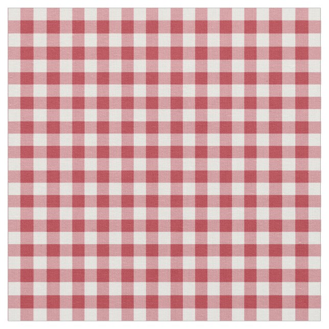 Hjärtan och Rosor Röd Rutig Gingham Tyg (Närbild)