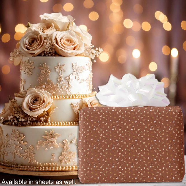 Hjärtan-Rustikt Brun-Valentines för honom eller br Presentpapper (Hearts-2DarkRustic Brown-Valentine's for Him or Wedding Wrapping Paper-cake-by Leapfroglisics)