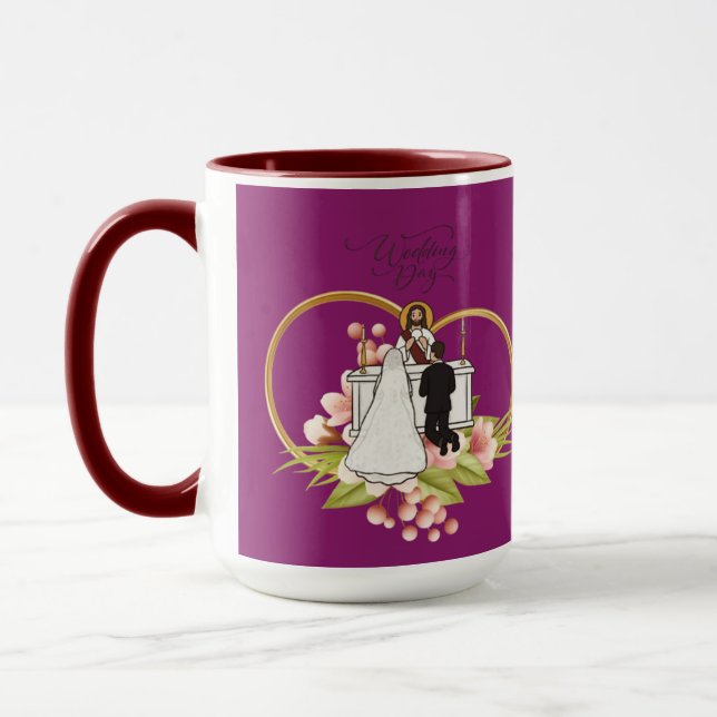 Hjärtan sammanflätade magenta mugg (Vänster)