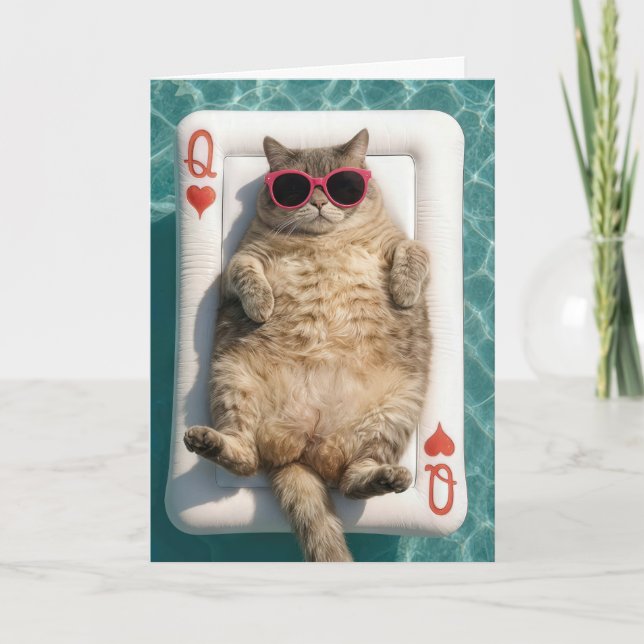 Hjärtans årsdrottning katt kort (Framsida)