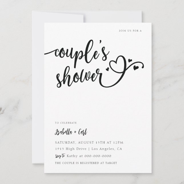 Hjärtans brudparsdusch inbjudningar (Framsida)