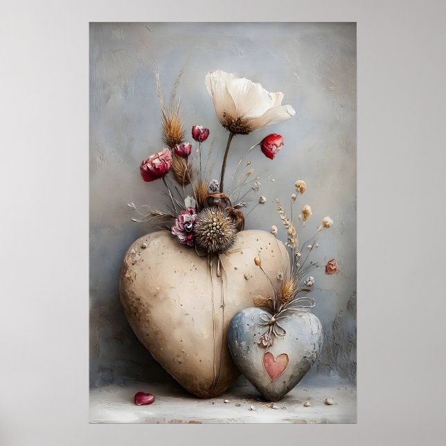 Hjärtans dag tryck, Blommor Romantisk Boho Poster (Framsidan)