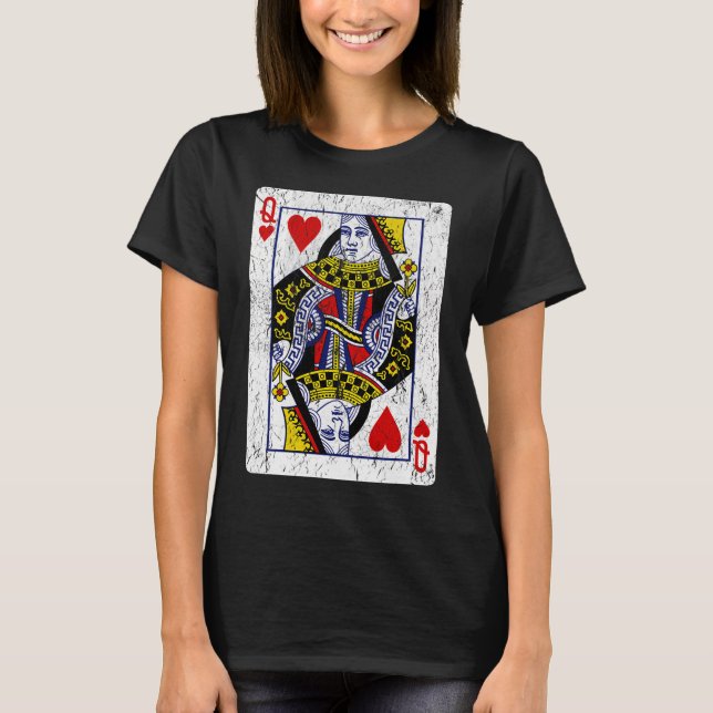 Hjärtans dam kortspel t shirt (Framsida)