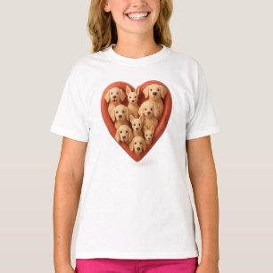 Hjärtans Fullt i Hundar - 3D Hund älskare Hjärtdes T Shirt