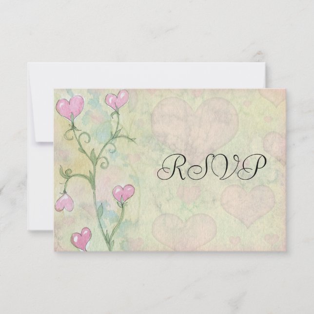Hjärtans rosa blomsterbröllop RSVP-svarskort OSA Kort (Framsida)