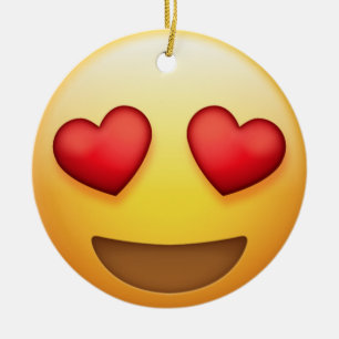 Hjärtaöga och kyssEmoji prydnad Julgransprydnad Keramik
