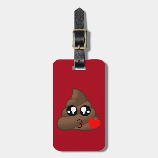 HjärtaPoop Emoji Bagagebricka (Vertikal Framsida)