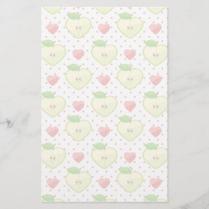 Hjärtäpplen med Rosa Polka dots och öron Brevpapper