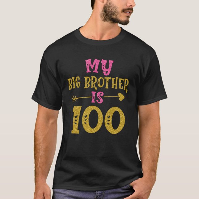 Hjärtar 100 dagar för storebror från syster Brot T Shirt (Framsida)