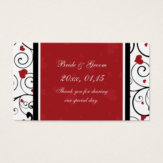 Hjärtar Alla hjärtans dag BröllopsfavoritMärkre Visitkort (Framsidan)