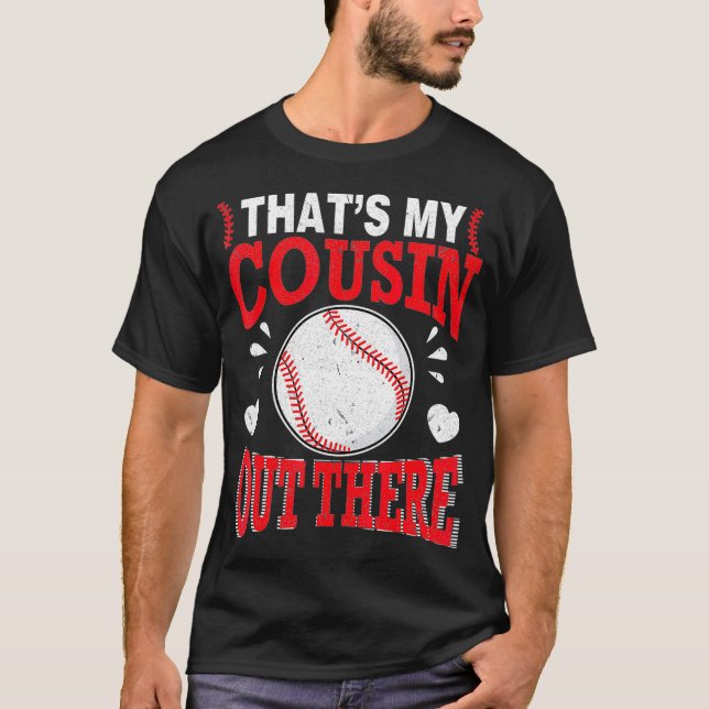 Hjärtar Baseball Player som min kusin där ute T Shirt (Framsida)