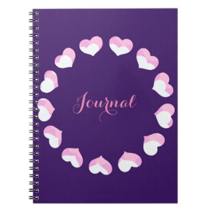 Hjärtar Circle Rosa Lila Journal bärbara dator Anteckningsbok