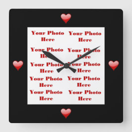 Hjärtar Foto Ram Wall Clock Fyrkantig Klocka