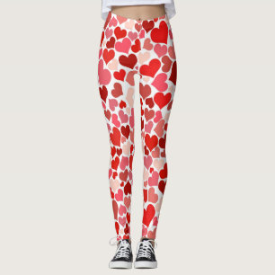 Hjärtar över hela Röd Rosa Kvinnors bekvämligh Leggings