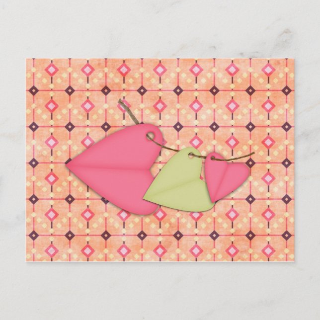 Hjärtar på en sträng vykort (Framsida)