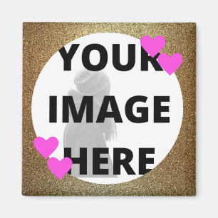 Hjärtarna i Image Guld Glittery Magnet