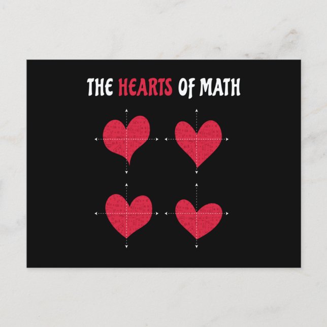 Hjärtarna på Math Valentines Dag Math Vykort (Framsida)