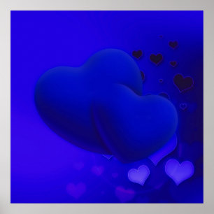 Hjärtat-629378 BLUE HEARTS KÄRLEK TAPET BAKGRUND Poster