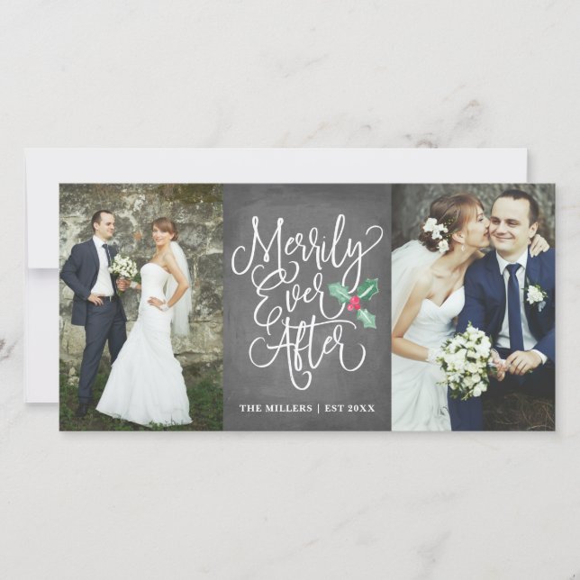 Hjärtat allt efter Bröllop Helgdag 2- foto-Grått Julkort (Framsida)