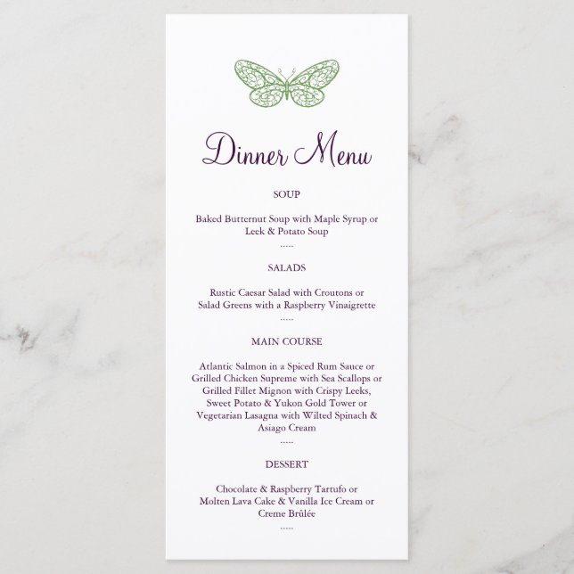 Hjärtat är en Flutter-meny i grönt Meny (Framsida)